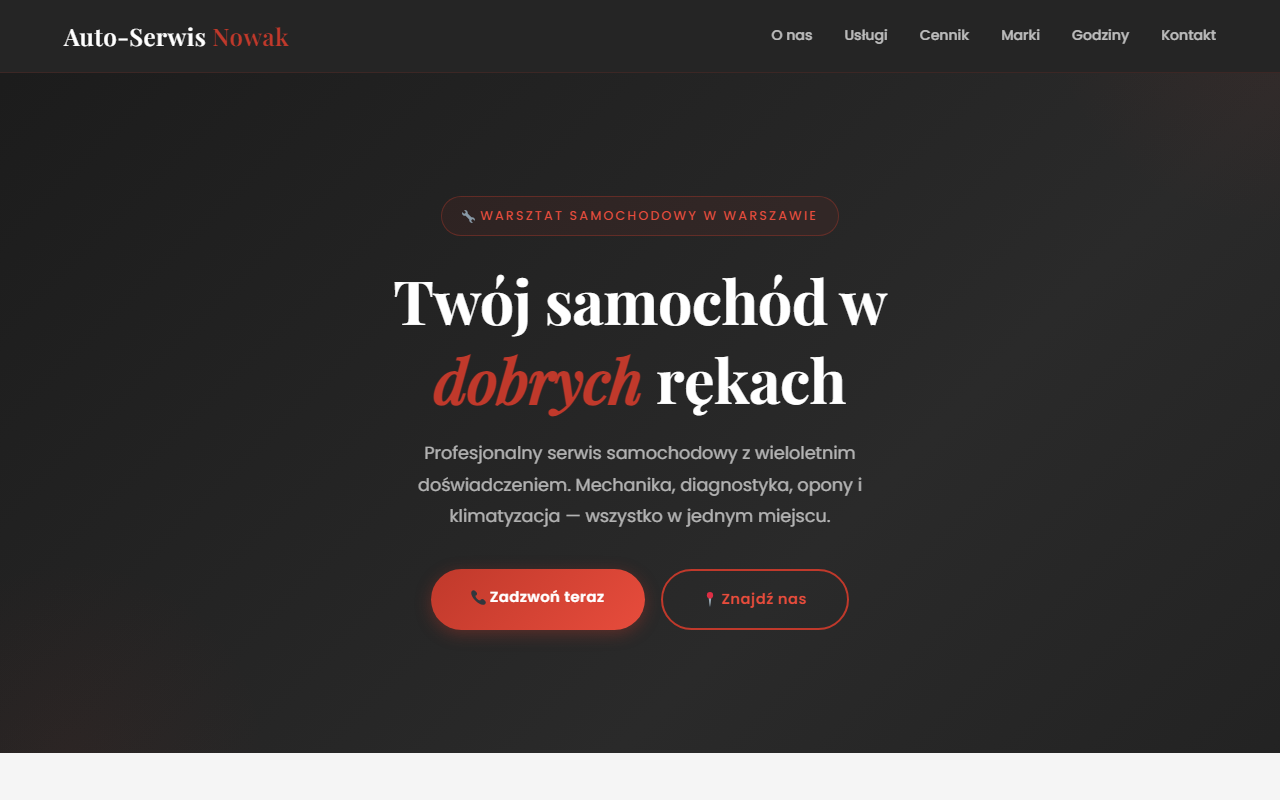 Auto-Serwis Nowak — zrzut ekranu strony