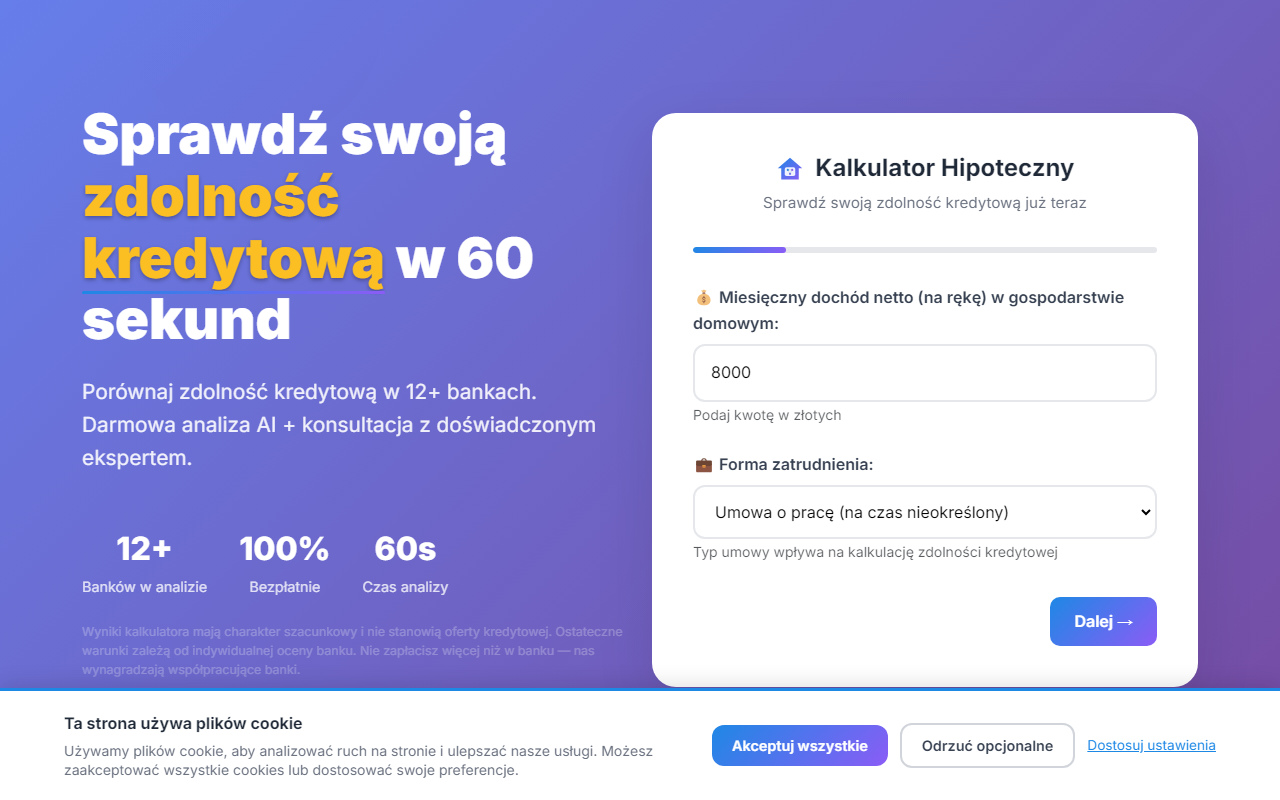 HipotekaAI — zrzut ekranu strony